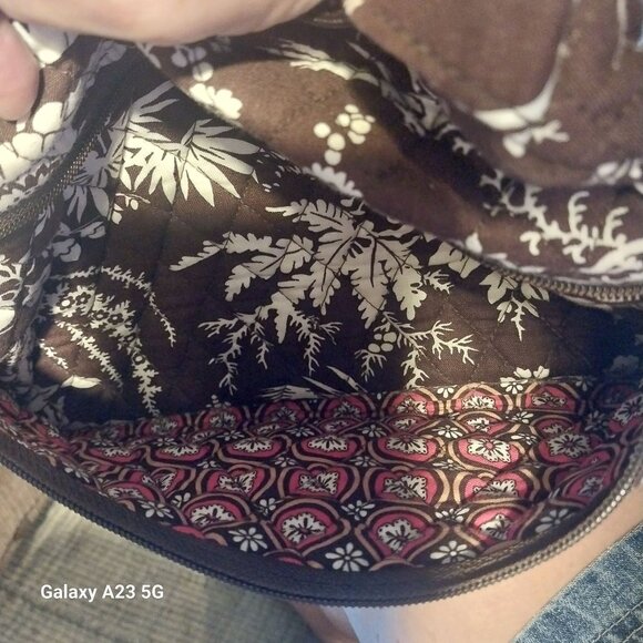 Vera Bradley Floral Quilted Shoulder Bag With Asian-Inspired Pattern Brown & Cre - Picture 6 of 7
